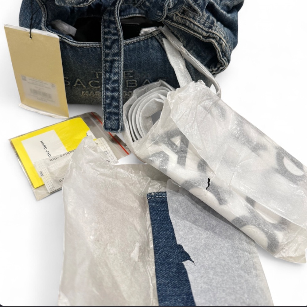 Marc Jacobs Denim Mini Sack Bag with Knotted Handle - Picture 9 of 12